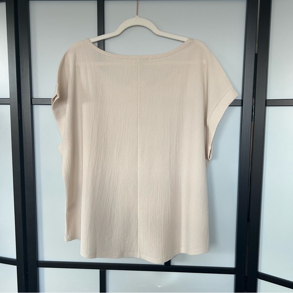 [XLp] Cleo Petite NWT Cream Beige Textured Short Sleeve Top *flaw* - Picture 3 of 10